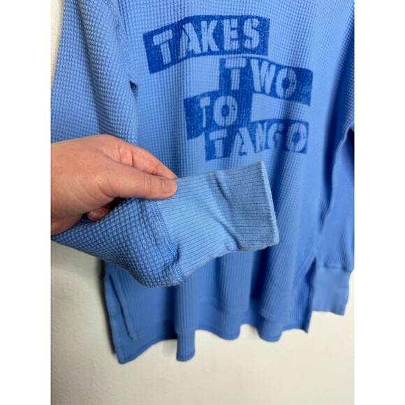 Aerie Size XS Waffle Knit Takes Two To Tango Thermal Top Blue Long Sleeve NWT - Picture 7 of 14